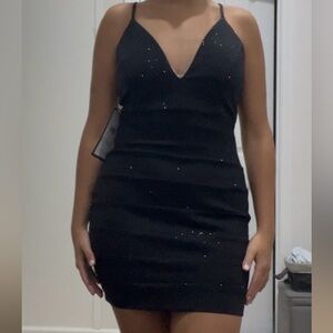 NWT Emerald Sundae Black Mini Dress with Glitter Accents